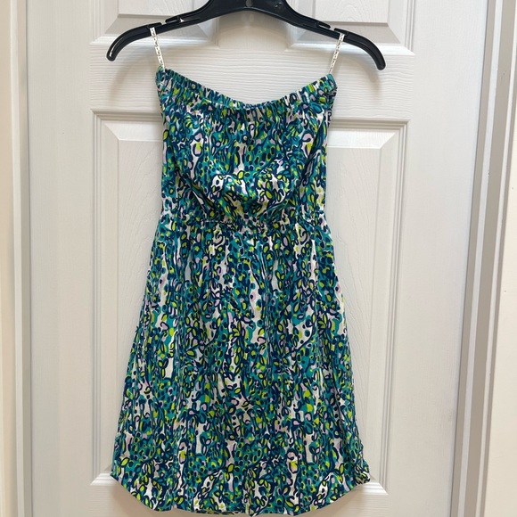 Lilly Pulitzer Windsor Sea Blue Its A Stretch Strapless Dress Sz XXS - Picture 3 of 6